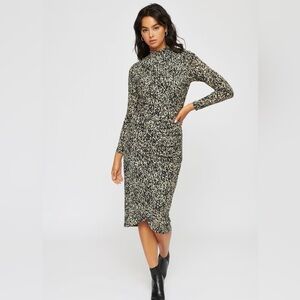 Dynamite Black and Cream Long Sleeve Bodycon Dress